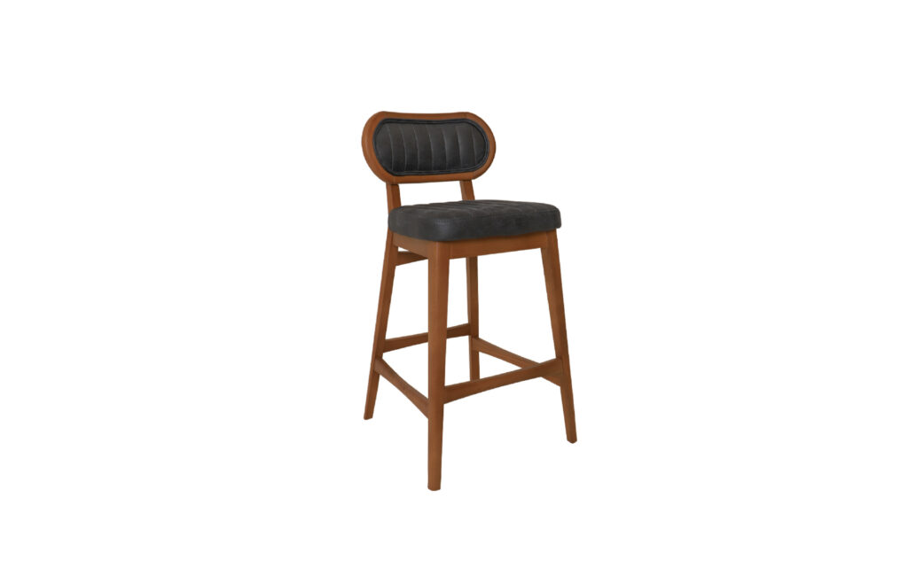 Wooden bar stool with upholstered seat for hotel bars and restaurant hospitality projects